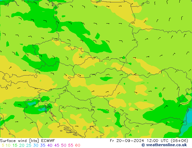 Wind 10 m ECMWF vr 20.09.2024 12 UTC