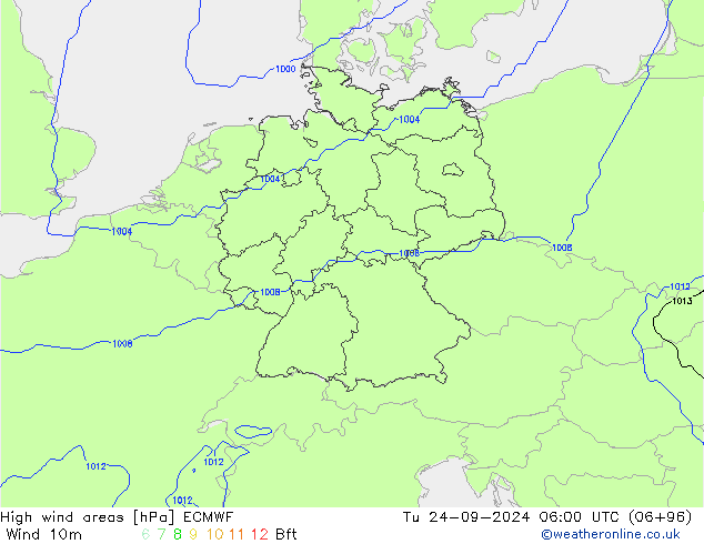 High wind areas ECMWF Tu 24.09.2024 06 UTC