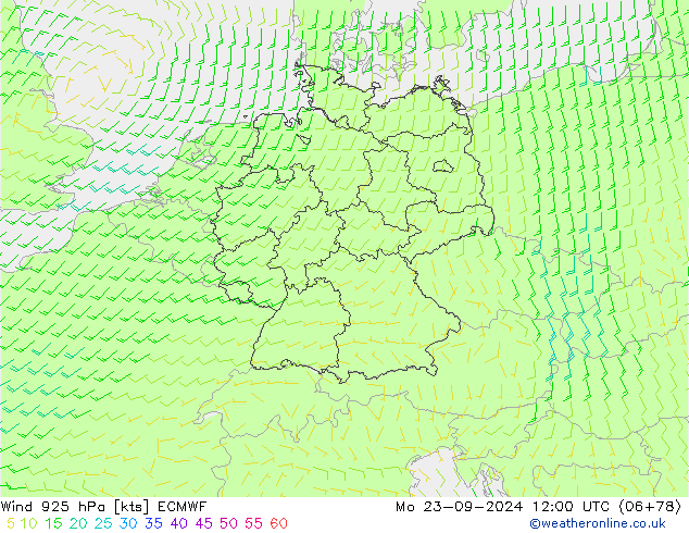 ветер 925 гПа ECMWF пн 23.09.2024 12 UTC