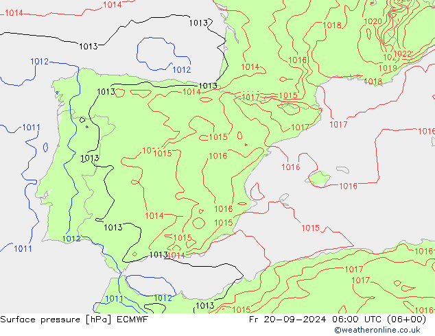 Surface pressure ECMWF Fr 20.09.2024 06 UTC