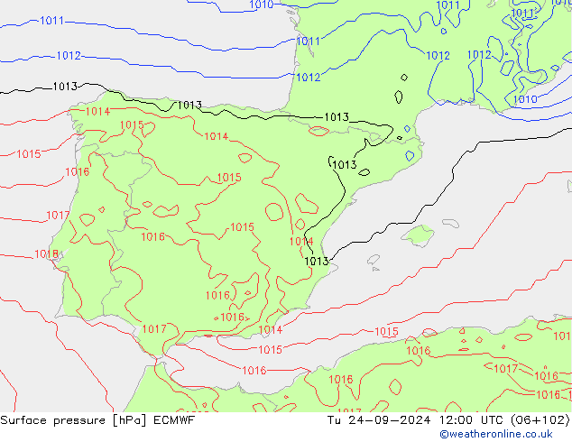 приземное давление ECMWF вт 24.09.2024 12 UTC