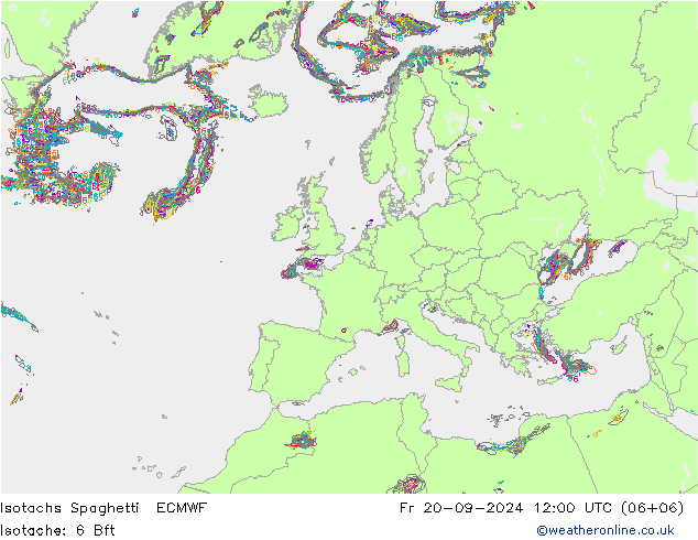 Isotachs Spaghetti ECMWF 星期五 20.09.2024 12 UTC