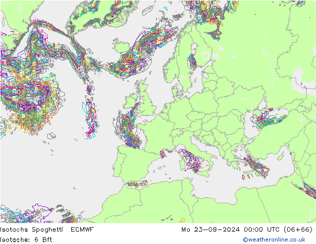 Izotacha Spaghetti ECMWF pon. 23.09.2024 00 UTC