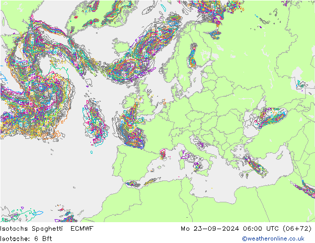 Isotachs Spaghetti ECMWF Po 23.09.2024 06 UTC