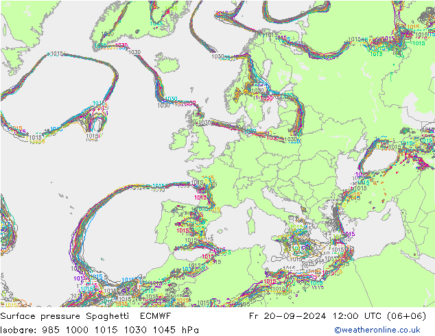 приземное давление Spaghetti ECMWF пт 20.09.2024 12 UTC