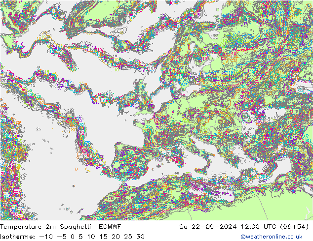 Sıcaklık Haritası 2m Spaghetti ECMWF Paz 22.09.2024 12 UTC