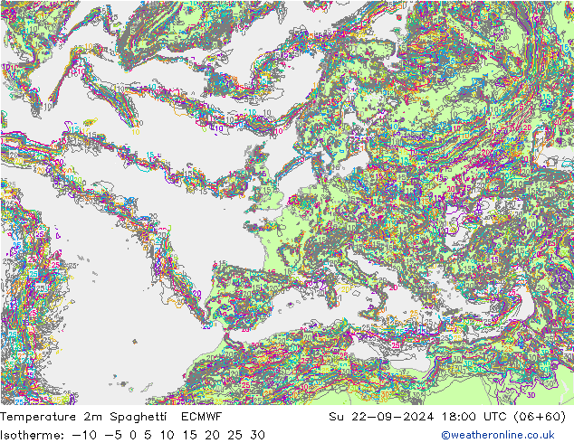 Temperatuurkaart Spaghetti ECMWF zo 22.09.2024 18 UTC