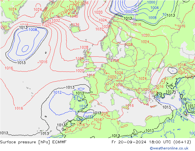 приземное давление ECMWF пт 20.09.2024 18 UTC