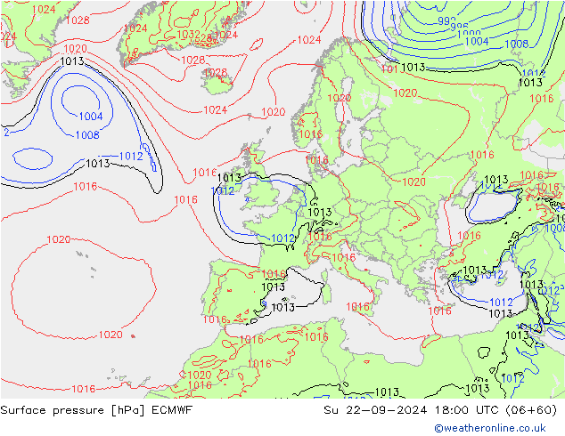 приземное давление ECMWF Вс 22.09.2024 18 UTC