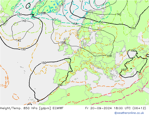 Géop./Temp. 850 hPa ECMWF ven 20.09.2024 18 UTC