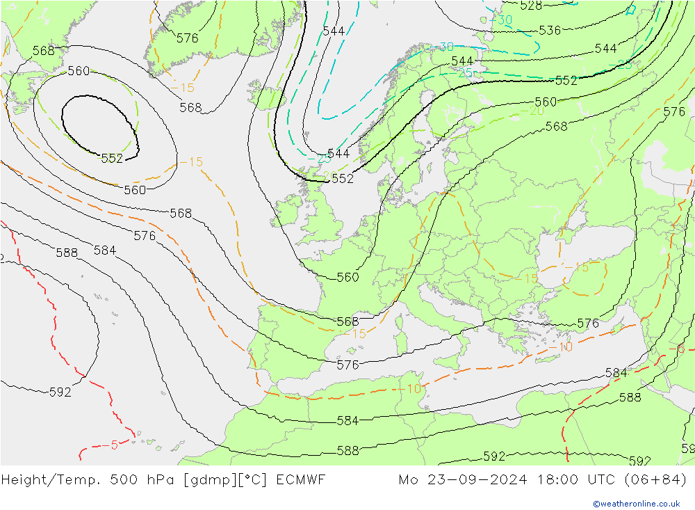 Géop./Temp. 500 hPa ECMWF lun 23.09.2024 18 UTC