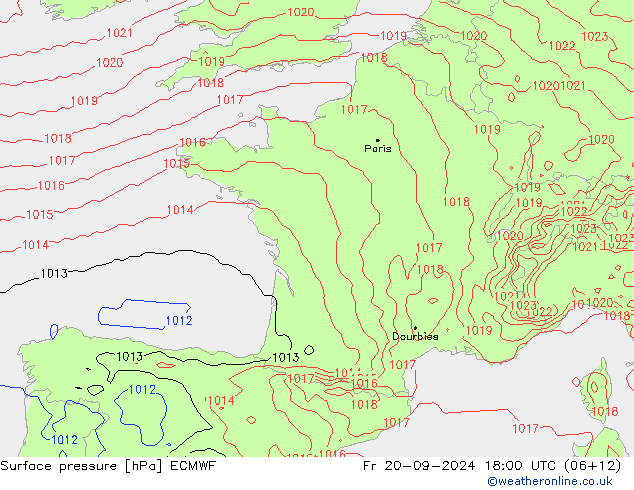 Surface pressure ECMWF Fr 20.09.2024 18 UTC