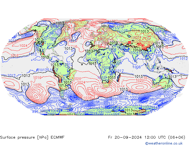 Atmosférický tlak ECMWF Pá 20.09.2024 12 UTC