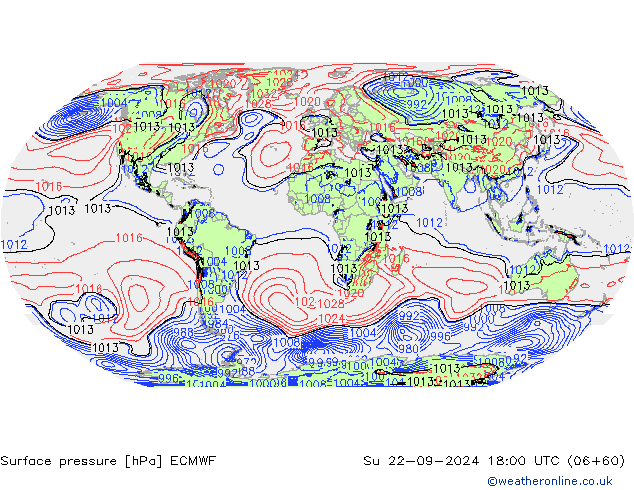 Surface pressure ECMWF Su 22.09.2024 18 UTC