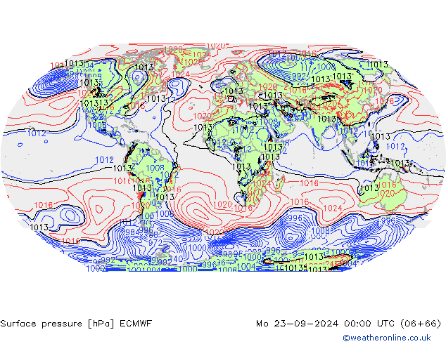 приземное давление ECMWF пн 23.09.2024 00 UTC