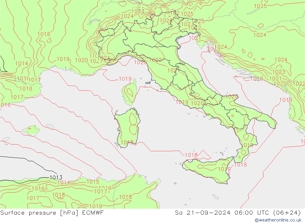 Surface pressure ECMWF Sa 21.09.2024 06 UTC