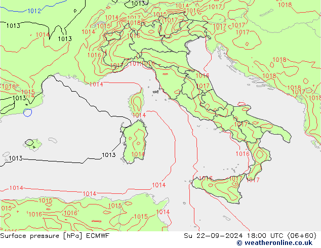 Surface pressure ECMWF Su 22.09.2024 18 UTC