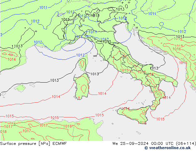 приземное давление ECMWF ср 25.09.2024 00 UTC