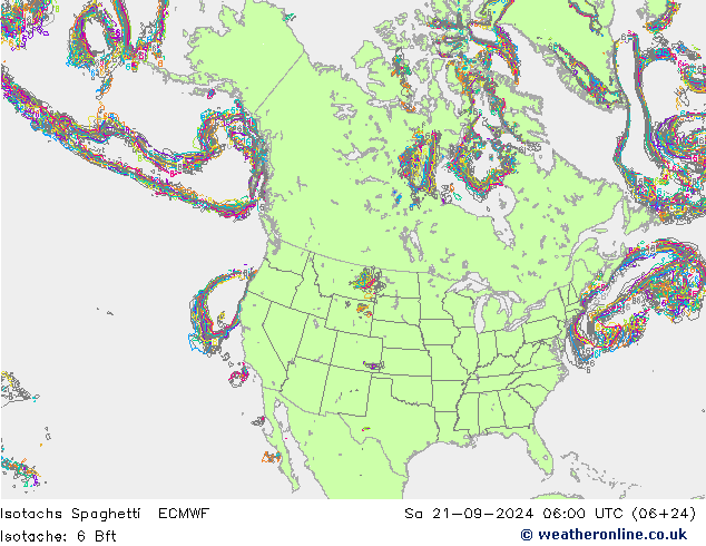 Isotachen Spaghetti ECMWF Sa 21.09.2024 06 UTC