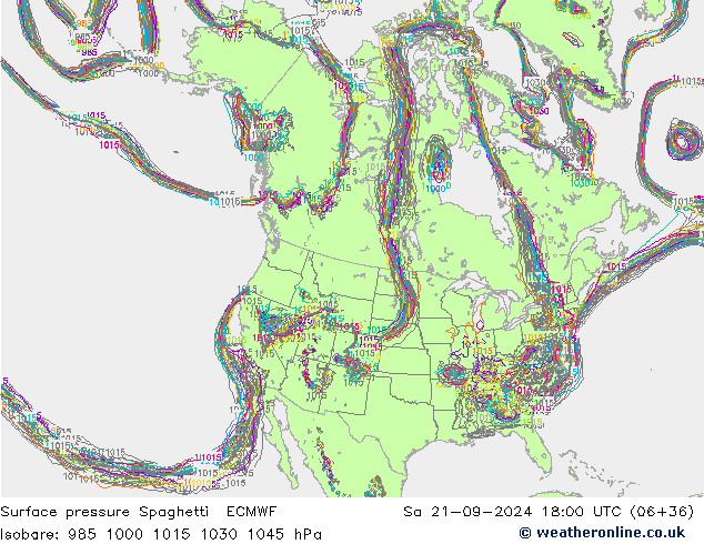 ciśnienie Spaghetti ECMWF so. 21.09.2024 18 UTC