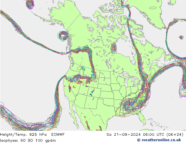 Yükseklik/Sıc. 925 hPa ECMWF Cts 21.09.2024 06 UTC