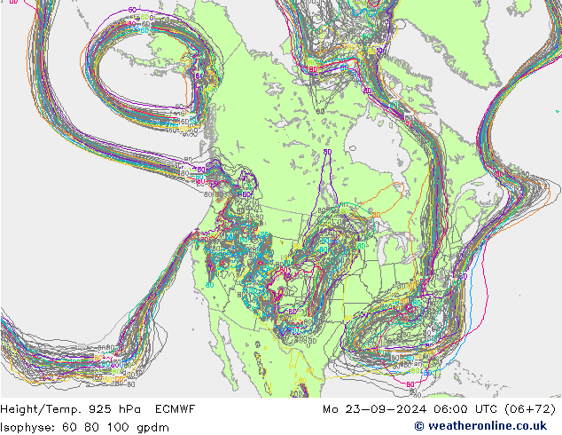 Geop./Temp. 925 hPa ECMWF lun 23.09.2024 06 UTC