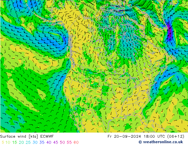 风 10 米 ECMWF 星期五 20.09.2024 18 UTC