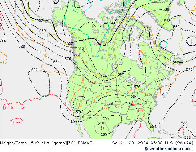 Height/Temp. 500 hPa ECMWF so. 21.09.2024 06 UTC