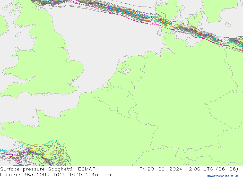 Bodendruck Spaghetti ECMWF Fr 20.09.2024 12 UTC