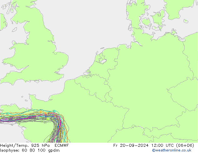 Height/Temp. 925 hPa ECMWF ven 20.09.2024 12 UTC