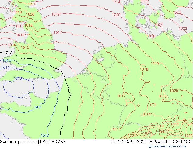 Bodendruck ECMWF So 22.09.2024 06 UTC