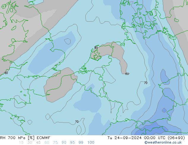 RH 700 hPa ECMWF Ter 24.09.2024 00 UTC