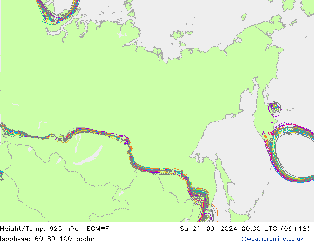 Yükseklik/Sıc. 925 hPa ECMWF Cts 21.09.2024 00 UTC