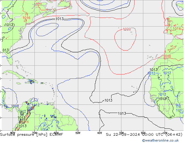 Surface pressure ECMWF Su 22.09.2024 00 UTC