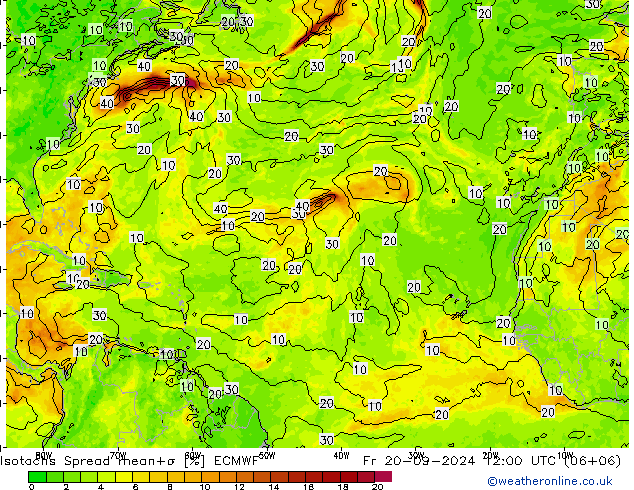 Isotachs Spread ECMWF Fr 20.09.2024 12 UTC