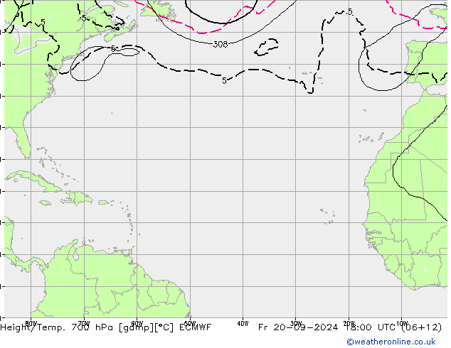 Height/Temp. 700 гПа ECMWF пт 20.09.2024 18 UTC