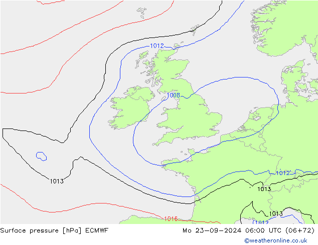 Surface pressure ECMWF Mo 23.09.2024 06 UTC