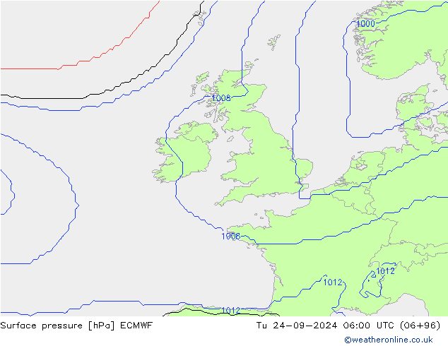 Pressione al suolo ECMWF mar 24.09.2024 06 UTC