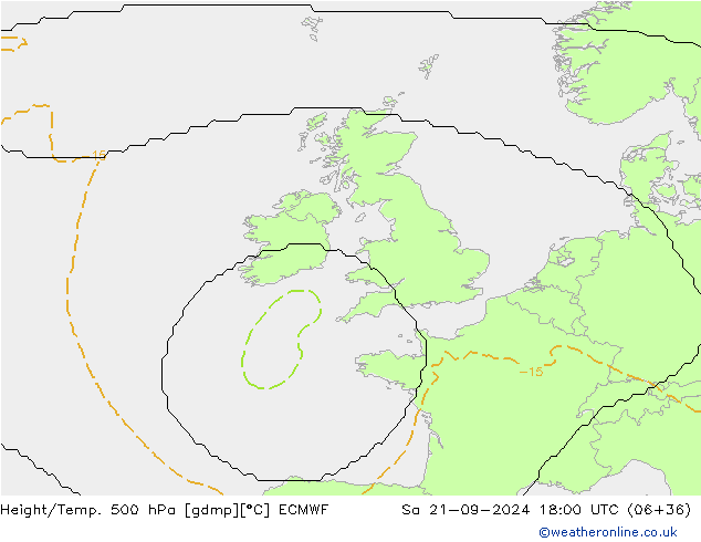 Height/Temp. 500 hPa ECMWF  21.09.2024 18 UTC