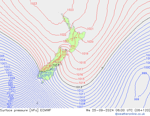 Luchtdruk (Grond) ECMWF wo 25.09.2024 06 UTC