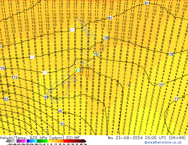 Height/Temp. 925 hPa ECMWF  23.09.2024 00 UTC