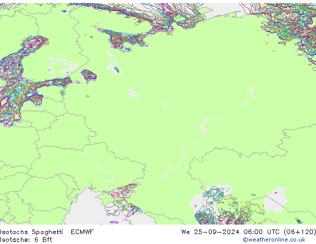 Isotachs Spaghetti ECMWF Qua 25.09.2024 06 UTC