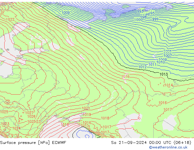 Presión superficial ECMWF sáb 21.09.2024 00 UTC