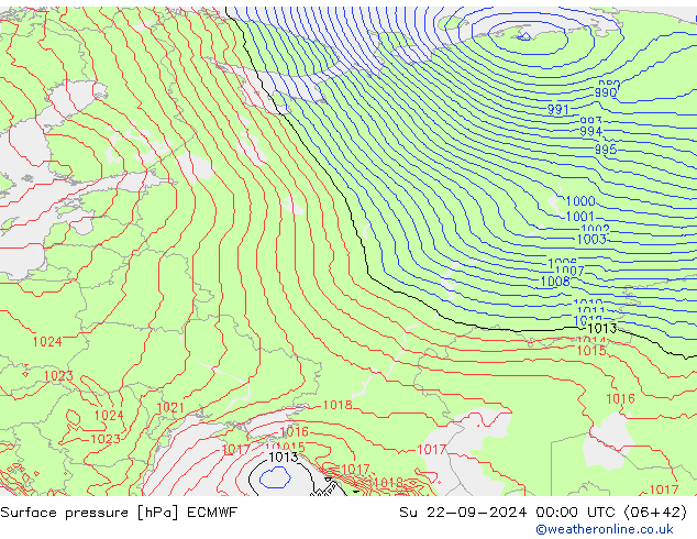 Yer basıncı ECMWF Paz 22.09.2024 00 UTC