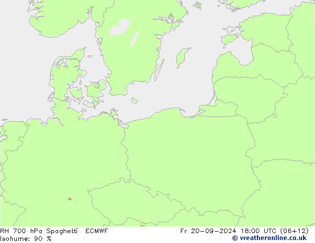 RH 700 hPa Spaghetti ECMWF Fr 20.09.2024 18 UTC