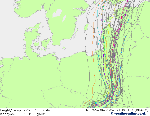 Geop./Temp. 925 hPa ECMWF lun 23.09.2024 06 UTC