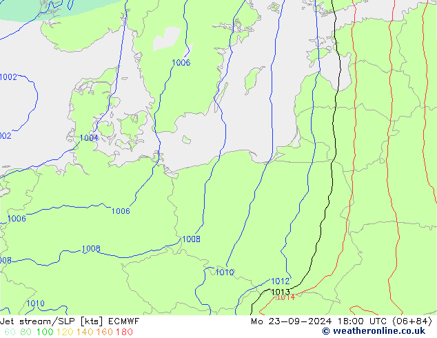 Jet stream/SLP ECMWF Po 23.09.2024 18 UTC