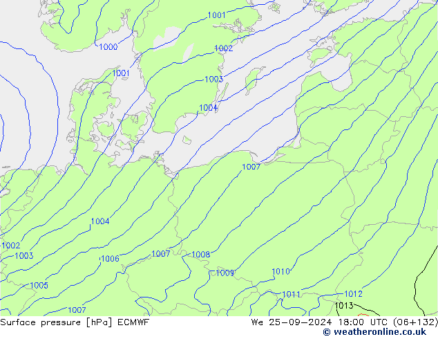 Yer basıncı ECMWF Çar 25.09.2024 18 UTC