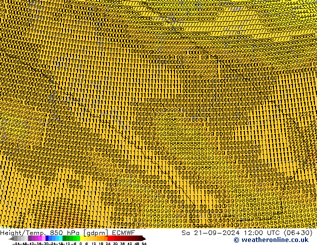 Yükseklik/Sıc. 850 hPa ECMWF Cts 21.09.2024 12 UTC