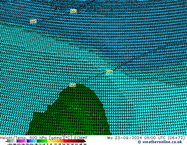 Height/Temp. 500 hPa ECMWF Mo 23.09.2024 06 UTC